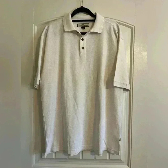 Tommy Bahama silk blend polo shirt top size Medium off white - Picture 2 of 6